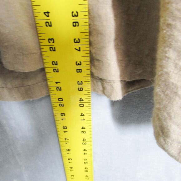 studio CLIP Dress Womens Medium Beige 100% Linen Long Sleeve Button Cuff Pockets - Picture 7 of 12